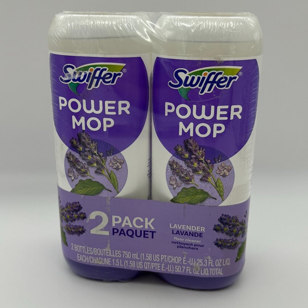 Swiffer Power Mop Liquid Floor Cleaner Solution, Lavender, 25.3 oz, 2 Pack NEW